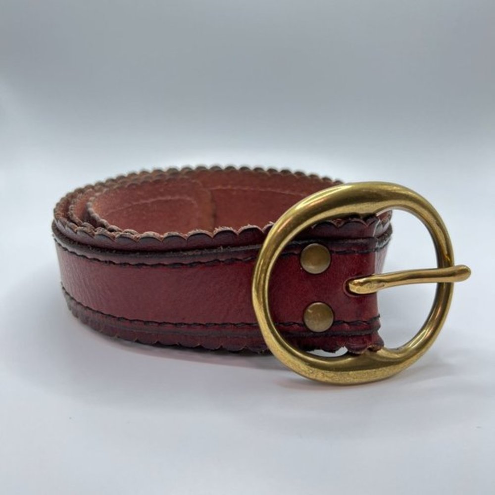 LUCKY‎ BRAND Belt Brown Leather Scallopped Edge Size 28